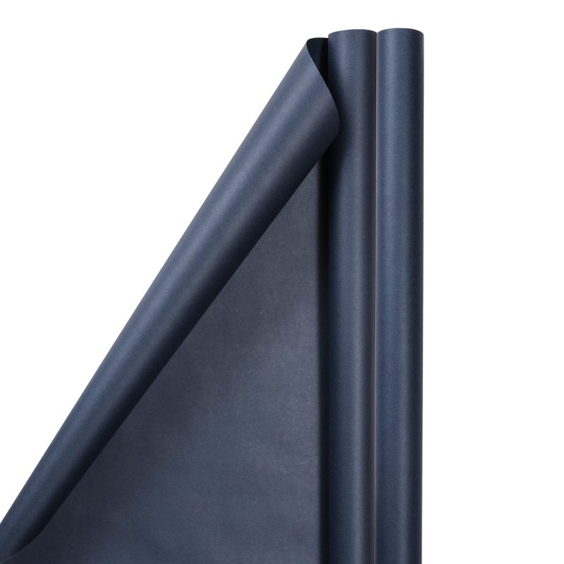 JAM Paper Gift Wrap - Matte Wrapping Paper - 50 Sq Ft Total (30 in x 10 Ft Each) - Matte Cobalt Navy Blue - 2 Rolls/Pack - Image 1